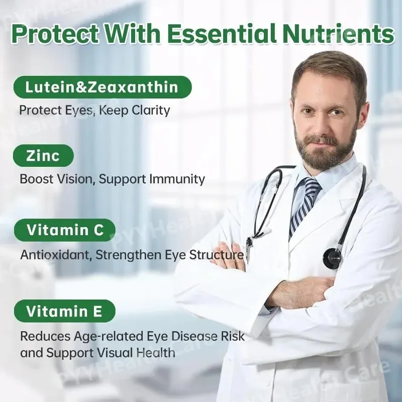 Capsule di vitamine per gli occhi con luteina con zeaxantina e zinco Integratore nutrizionale quotidiano per gli occhi Supporto per la salute degli occhi per adulti Flacone da 90 pezzi