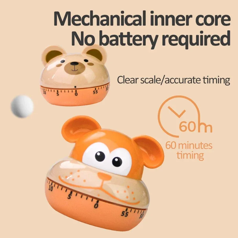 Mechanical Kitchen Timer with Cartoon Animal Pattern Cooking Alarm SCountdown Timer