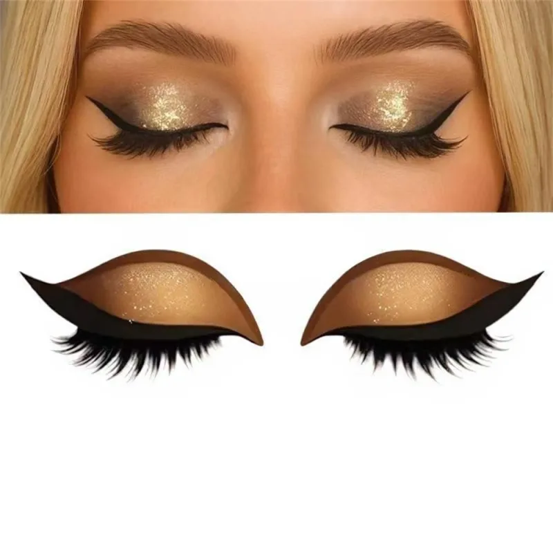 Reusable 1 Pair Lazy Eye Shadow Eyelash Patch 2-In-1 Eye Makeup Sticker With False Lashes & Shadow Waterproof Cosmetic Tools