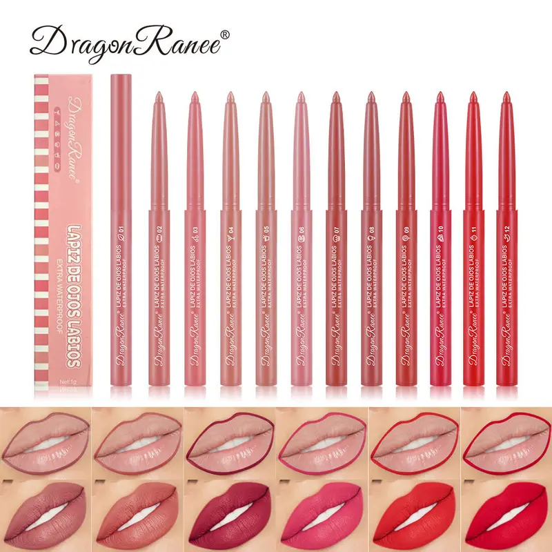 Delineador labial à prova d'água, de longa duração, lápis labial fosco para iniciantes, automático, hidratante de feijão, copo antiaderente — image 2