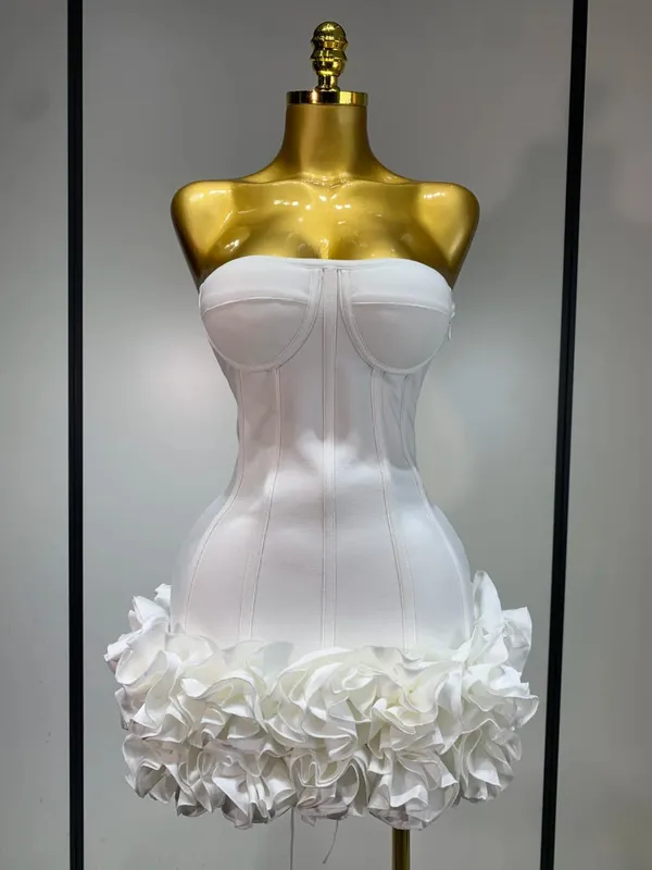 Minivestido Sexy sin tirantes para mujer, vestido de fiesta de flores, alfombra roja de celebridad, fiesta de noche, celebración de cumpleaños, vestidos de Club
