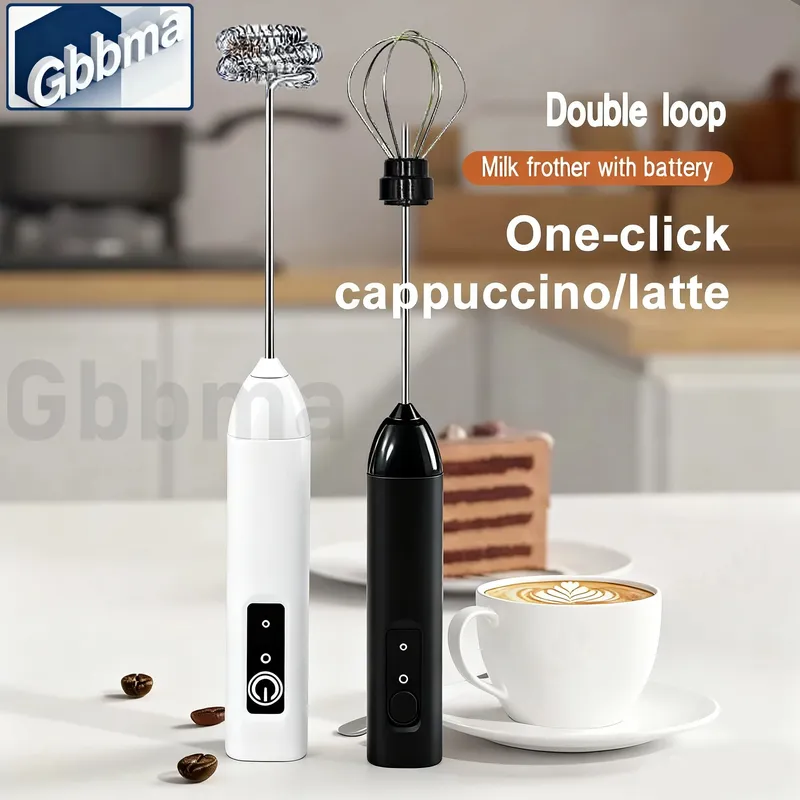 Frullino per le uova elettrico ricaricabile con staffa di supporto Frusta a mano regolabile a 3 velocità Miscelatore per bevande Montalatte per caffè — image 2