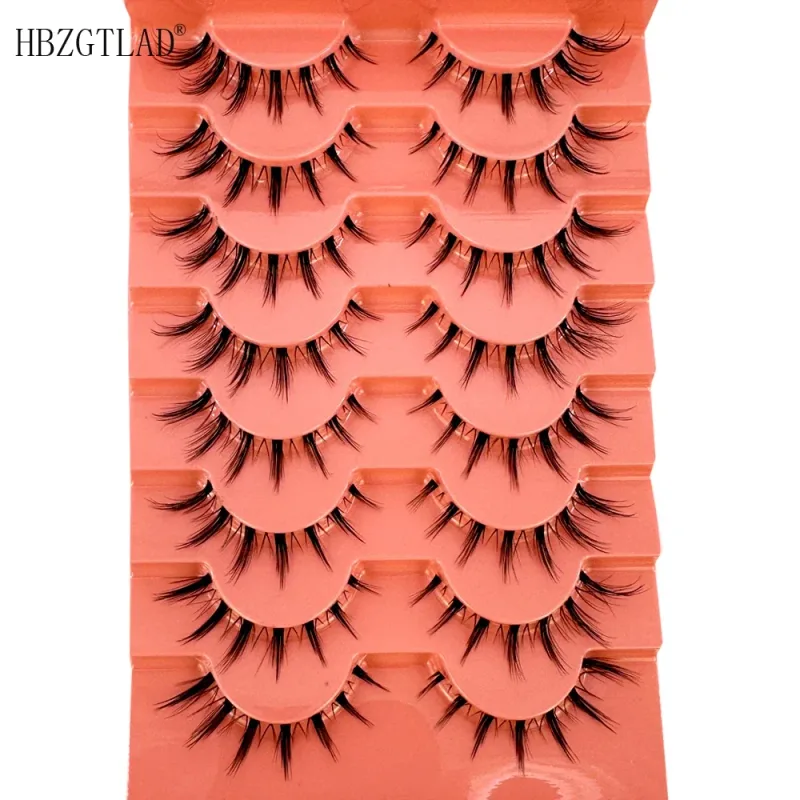 7/8PairsCat Eye Eyelashes manga Lashes 3D Clear Band Lashes naturalHalf Lashes End Eye Elongated Mink Eyelashes Fluffy Eyelashes — image 12