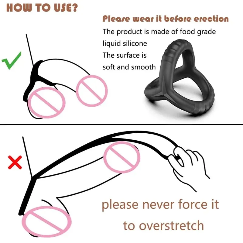 Black Silicone Cock Ring Delay Ejaculation Semen Lock Ring Reusable Cockring Men Penis Ring Sex Toys for Couples Sex shop