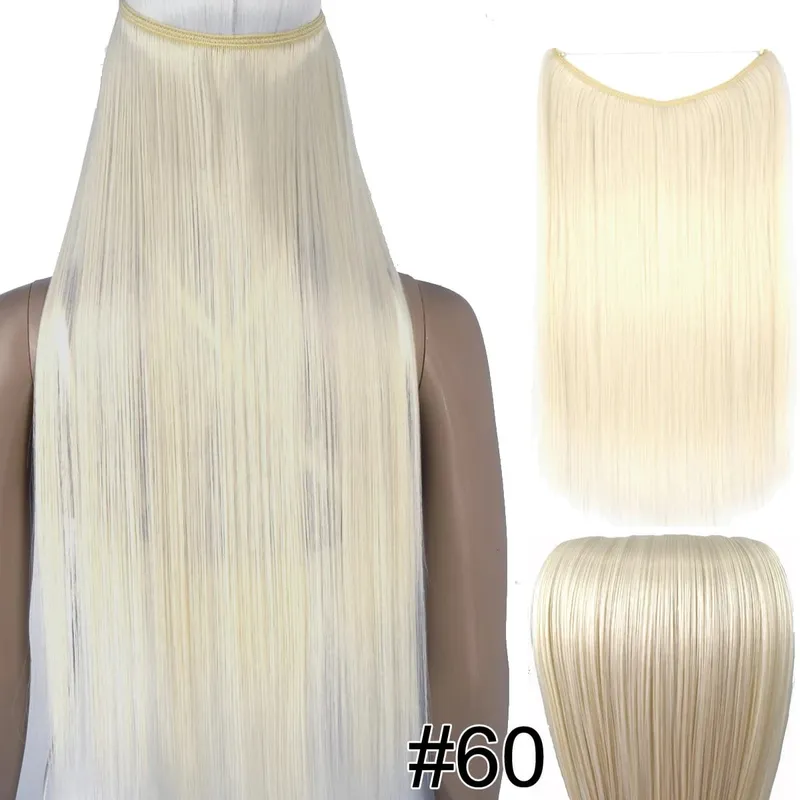 Synthetic Heat Resistant Hair Silky Straight Elasticity Invisible Wire Hair Extensions 8006