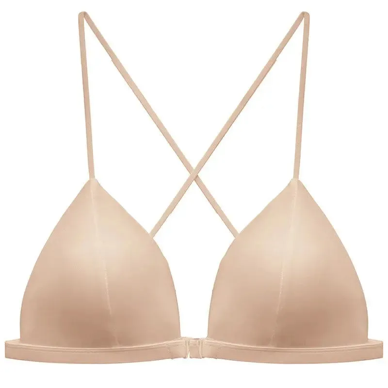 French Style Front Fastening Bra Thin Strap Triangle Cup Leopard Print Sensual Back Design Lightweight Small Bust BANERDANNI — image 5