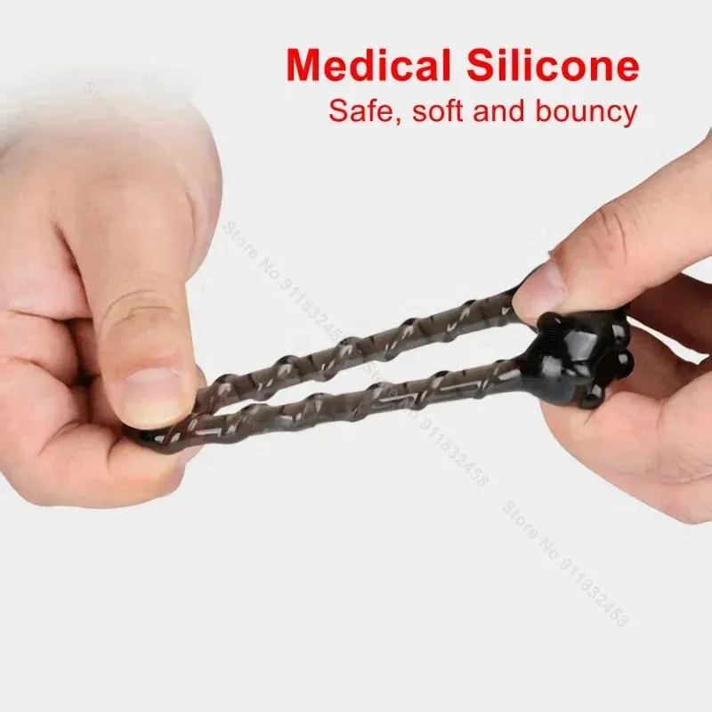 Double basket lock ring penis silicone physical delay scrotal restraint ring male timing control set sex toy — image 3
