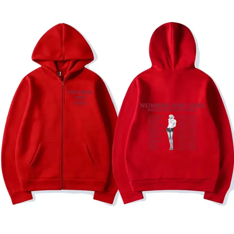 Rosé Number One Girl Album Zipper Hoodies Kpop Panlalaking Babae Damit Long Sleeve Zip Up Sweatshirts Fleece Oversized Pullover Y2K