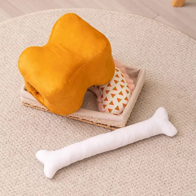 40cm Bone-In Meat Plush Bone Pillow Funny Meat Desk Nap Pillow Stuffed Soft Doll For Sleeping Sofa Cushion Room Decor