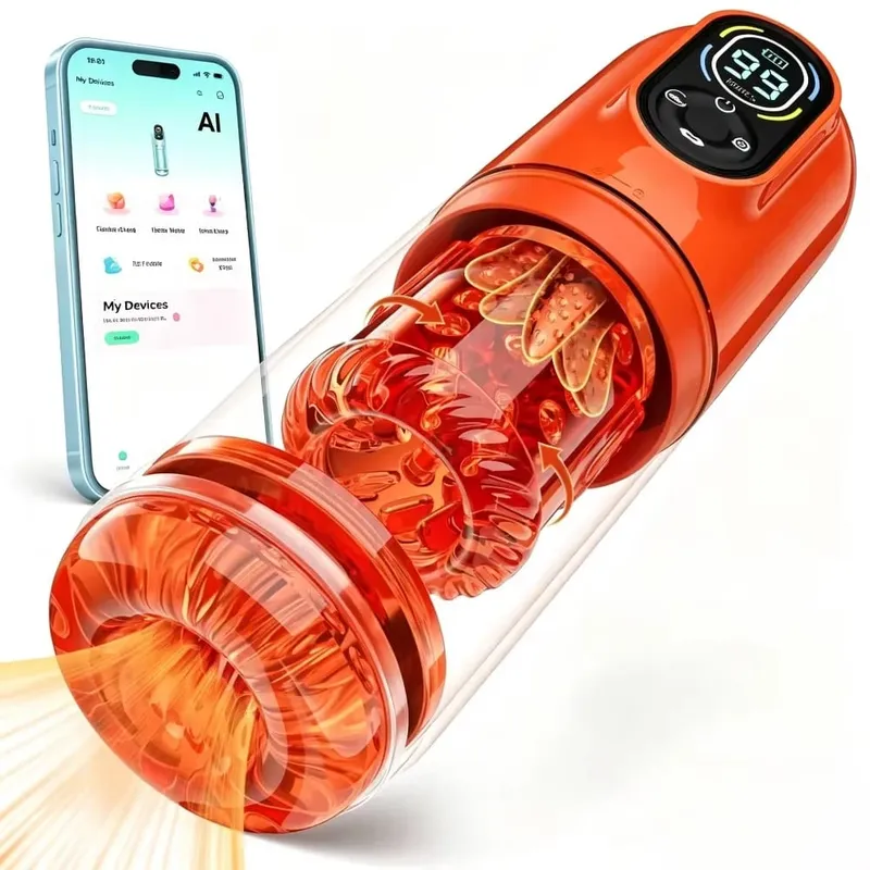 Taza masturbadora de rotación telescópica, bomba de succión de pene, bolsillo, coño, mamada, Juguetes sexuales, pistón estroboscópico, mastubador automático para hombres