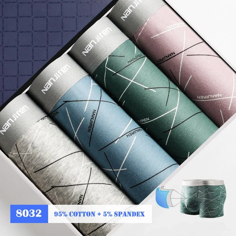 4Pcs/lot Men's Underwear Sexy Boxer Shorts Cotton Panties Man Solid Underpants Male Soft U Convex Lingerie Plus Size L-6XL