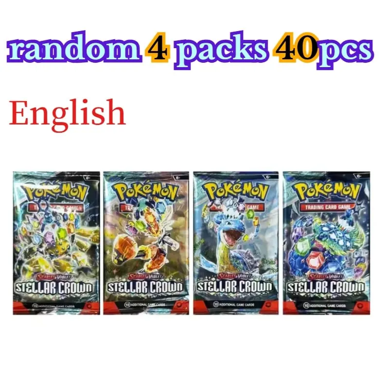 fun 40 Pieces Pokemon Card Pack 4 Sets Sun Moon Violet 151 English Trading Cards Collectible Toys Halloween Gift Fantasy Sci Fi