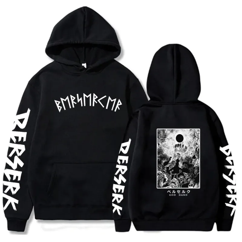 Berserk 拉鍊連帽衫男款長袖運動衫抓絨超大外套外套有趣 Berserk 日本動漫街頭服飾