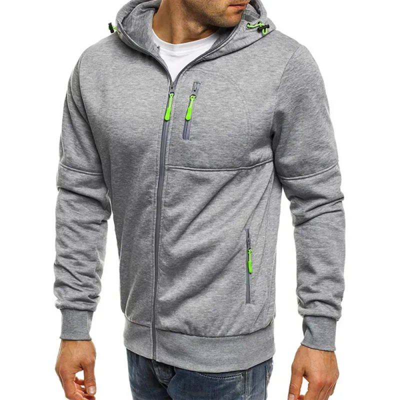 Homme Pull Cardigan Veste À Capuche Poche Zippée Veste Jacquard Sport Fitness Loisirs De Plein Air Course Couleur Unie Vêtements De Sport