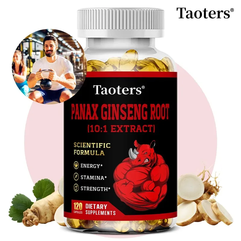 Panax Ginseng Root Capsules - Ashwagandha Extract Supplement Provides Energy Muscle Strength for Adults