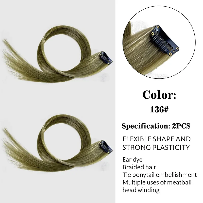 สีสังเคราะห์คลิปในส่วนขยายของผมตรงไฮไลท์ผมริ้วสายรุ้งแขวนผมชิ้นวิกผมสำหรับผู้หญิงพรรค