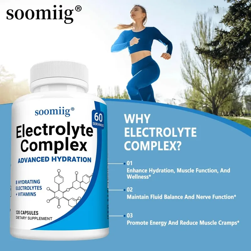 Capsules de sels d'électrolytes avec magnésium B6 B12, potassium et zinc, hydratation rapide, réduit les crampes musculaires, favorise la récupération