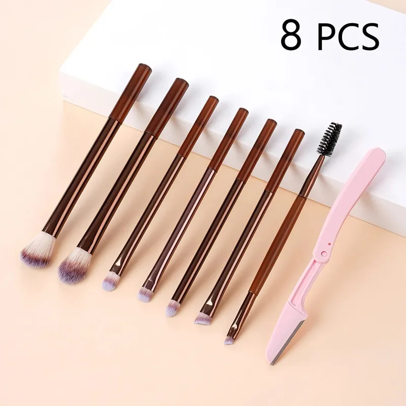 9 PCS Makeup Brush Set Soft Bristles Include Professional Eye Makeup Brushes Eyebrow Razor Silicone Eyeliner Stencils — image 8