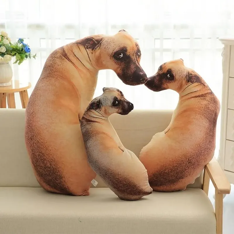 Cute 3D Lifelike Animal Throw Pillow Soft Plush Dog Pillow Creative Cushion Home
