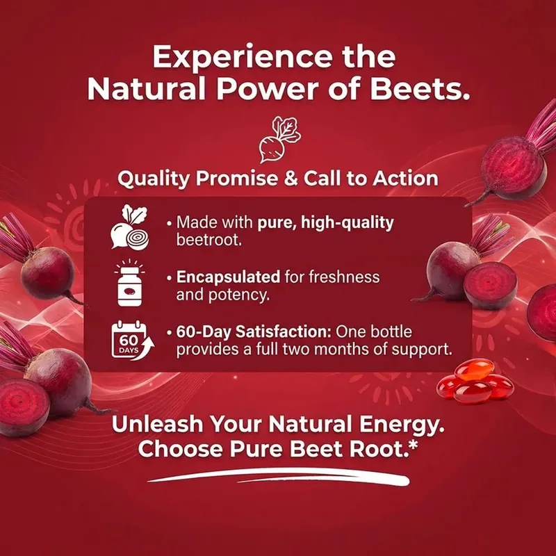 Beetroot Capsules - Supports Digestive Immunity Health Improves Energy Athletic Performance Non-GMO Gluten-free
