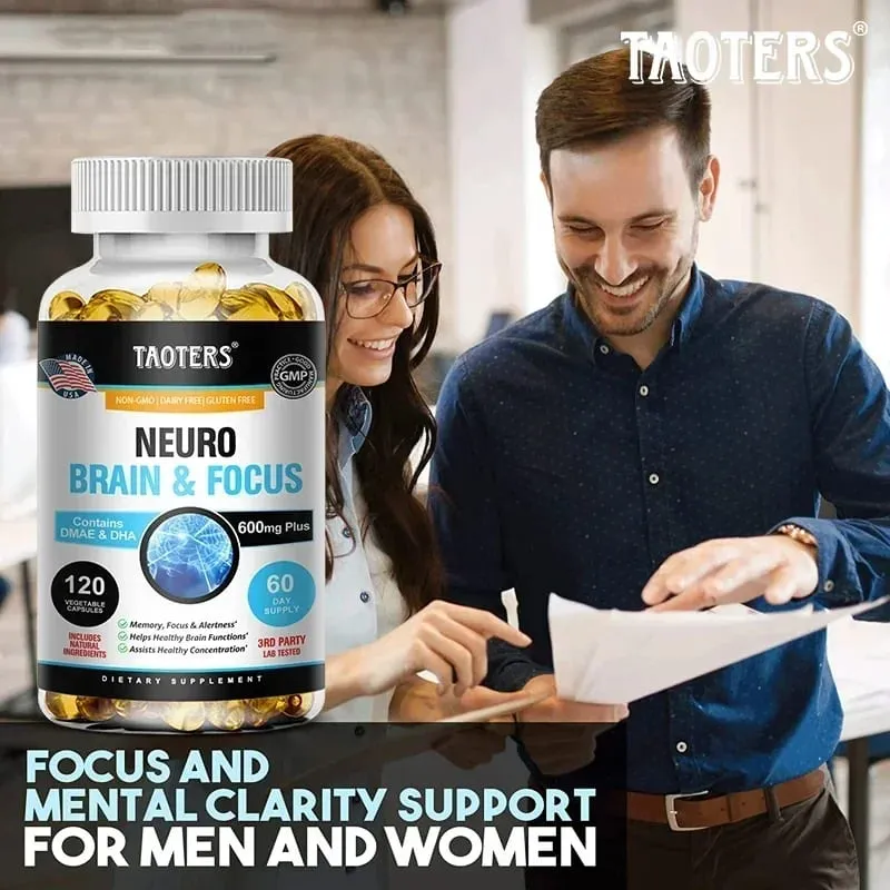 Memory Focus Clarity Energy Brain Supplement – ​​Nootropní Brain Booster Vitamíny DMAE A C D E B1 B2 B3 B5 B6 kapsle