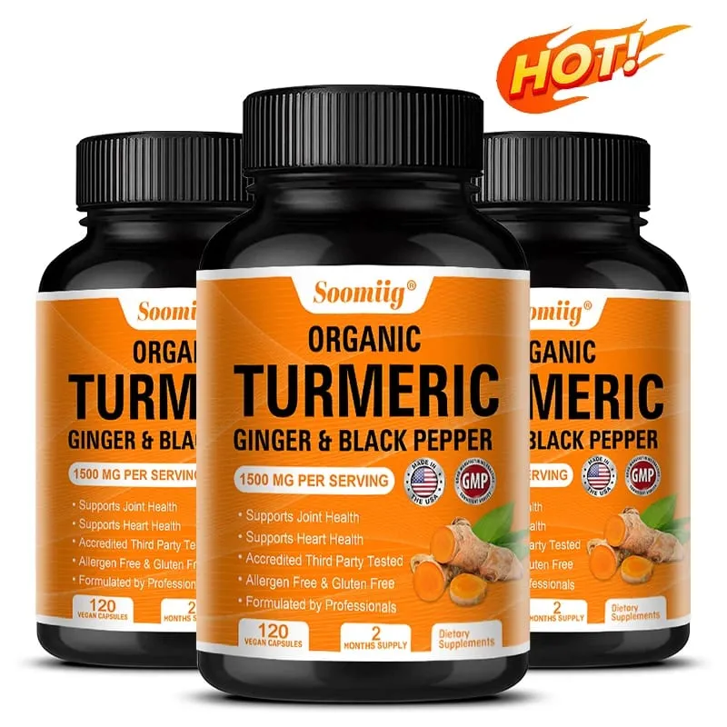 Turmeric Curcumin Capsules - with Black Pepper 95% Curcumin Complex - for Joint Digestive & Immune Support Supplement — image 1