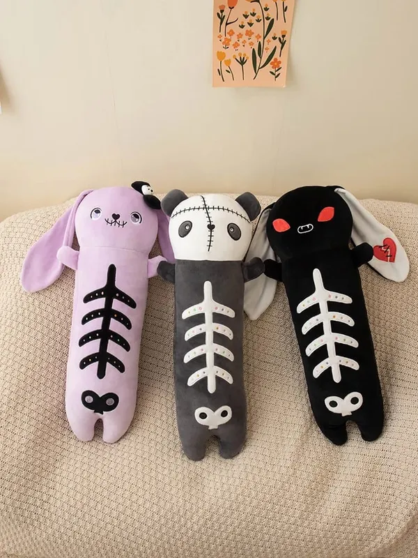 60cm Horror Goth Plush Animal Rabbit Panda Soft Toy Cute Body Pillow Halloween Party Decor Funny Gift For Girl Boy