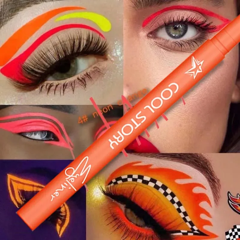12 Color UV Fluorescent Eyeliner Gel Pen Waterproof Quick Drying Neon Colorful Eyeliner White Blue Purple Music Party Eye Makeup — image 13