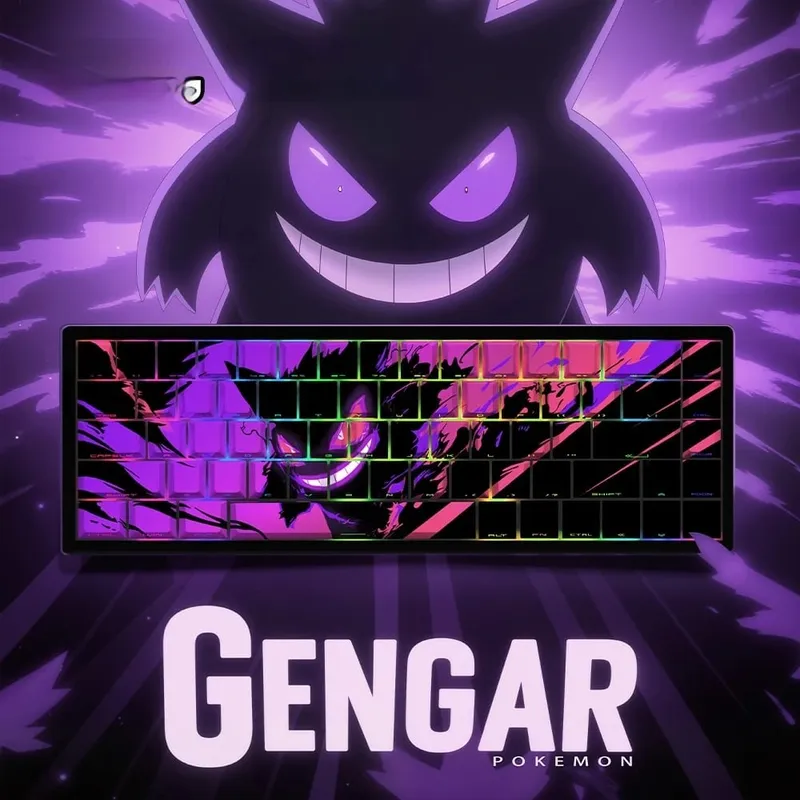 Gengar PBT Original Factory Side Engraved Translucent Keycaps 68 Keys 129 Keys E-Sports Gaming Keycaps For PC Gamer Accessoires — image 2