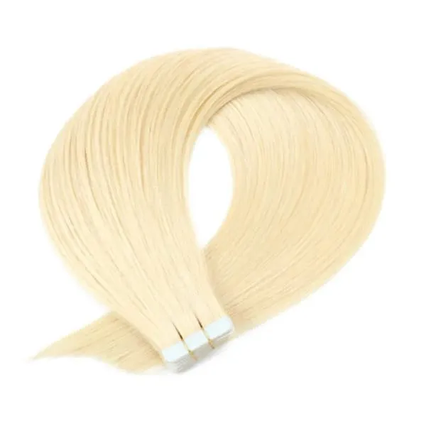Tape In Human Hair Extensions Remy Virgin Hair Adhesive PU Straight Hai Extensions Skin Weft #60 Blonde 28 30INCH Hair For Women
