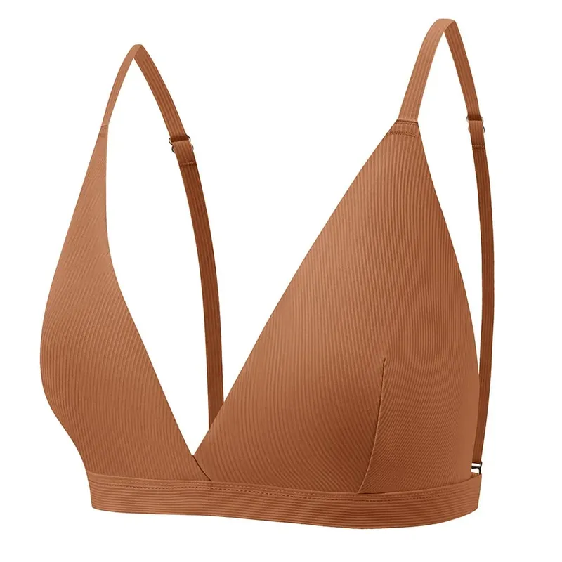 Dames naadloze randloze beha geribbelde driehoekige cup ondergoed slips set ondergoed dames set sexy lingerie — image 8