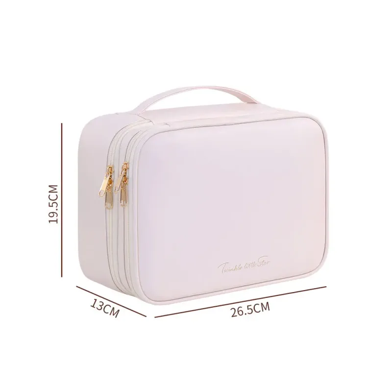 Multiple Compartments Large Capacity Cosmetic Organizer Case Portable Travel Toiletry Bag Double Layer Detachable Makeup Bag