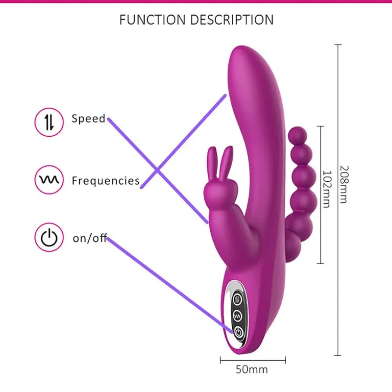 12 Modes G Spot Rabbit Vibrator Clitoral Stimulator Anal Triple Curve Massager Anal Beads Sex Toys For Women Couples Dildo — image 4