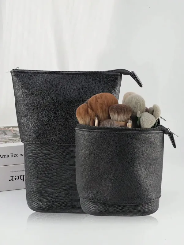 Large Capacity Foldable Standing Makeup Brush Bag Professional Tool Storage Pouch For 100 Brushes Portable Cosmetic Bag — image 5