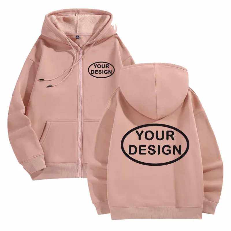 Customize Your Logo Zipper Sweatshirt For Men And Women Loose Casual Fashionable Long Sleeved Sportswear Personalized Embroidery — image 14