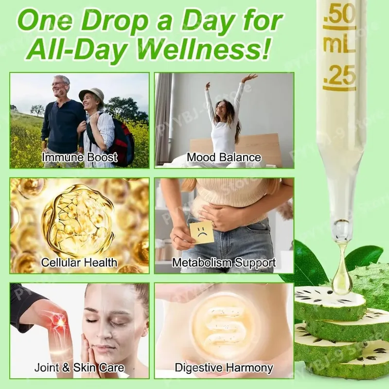 Acentiallabs ขายร้อน 60ml Soursop Bitter Liquid หยดผลิตภัณฑ์เสริมอาหาร 100% Pure Organic Soursop Graviola Extract สำหรับ Adlut