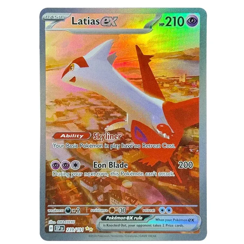 PKM English Single Card Surging Sparks Latios Hydreigon Pikachu Milotic Kingdra Game Trading Collection PTCG Proxy Toys Gifts