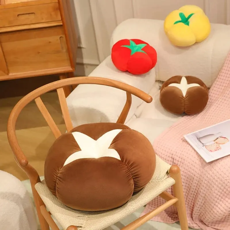 Kawaiiจำลองผักผลไม้Plush Cushion Persimmonเห็ดหอมมะเขือเทศนุ่มตกแต่งหมอนสำหรับห้องนอนโซฟาของขวัญ — image 6