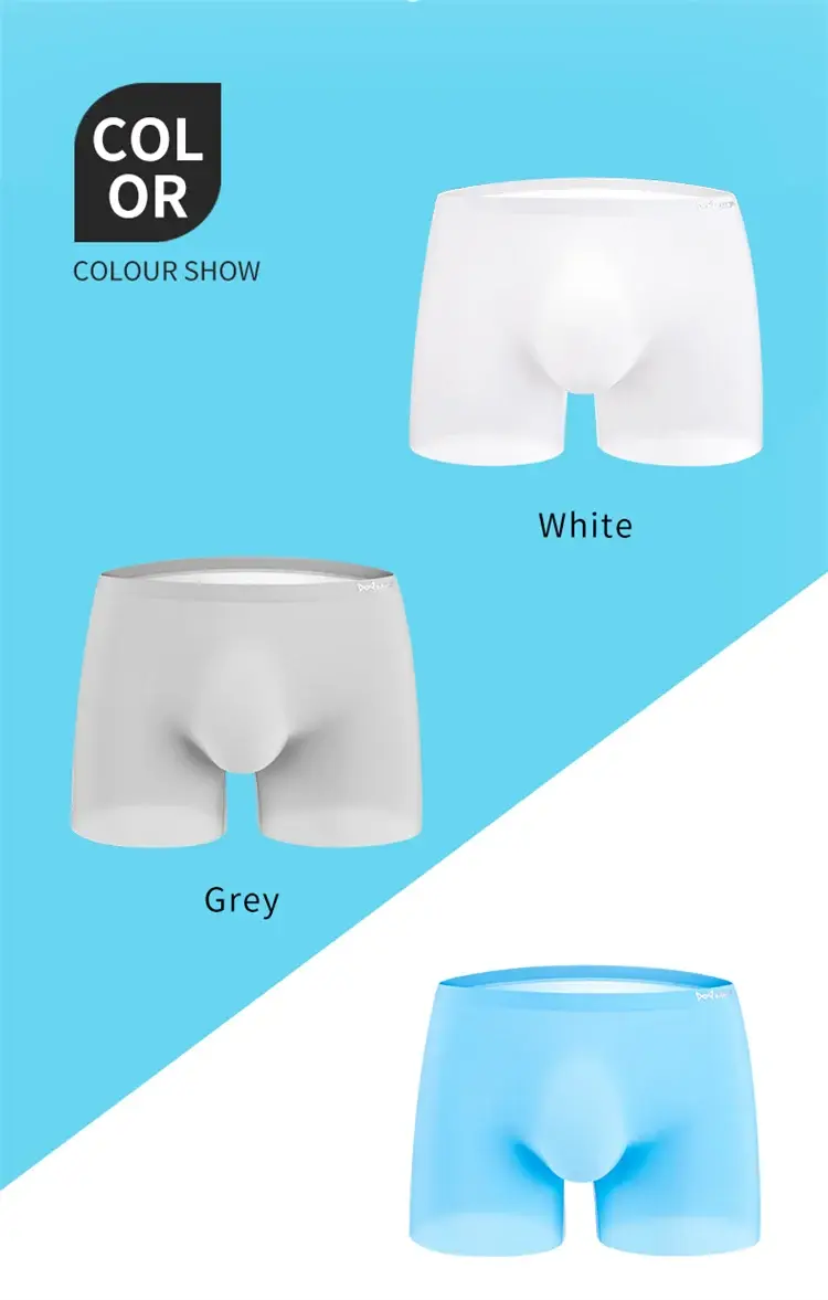 MiiOW 3Pcs Sexy Seamless Boxer Men UnderwearA Graphene Men Boxer Antibacterial Ice Silk Man Underwear Male Boxers MR8052