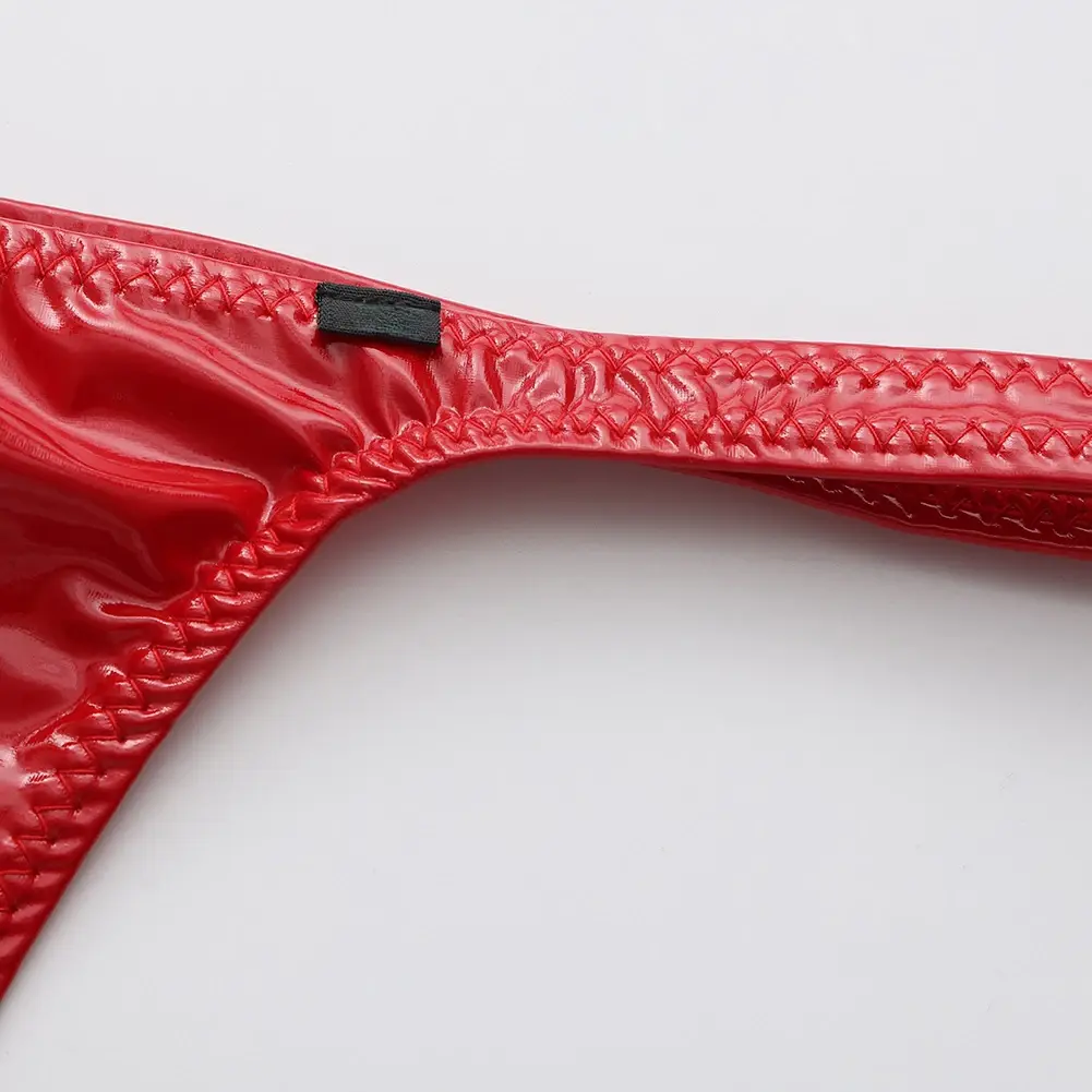1pc Men Glossy Faux Leather G-string U-convex Pouch Briefs Thin-Strap Low Waist Underwear Sexy Gay Sissy Lingerie