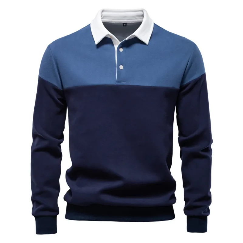 Felpa da uomo in cotone premium Felpa a blocchi di colore Felpa sociale casual da lavoro a maniche lunghe