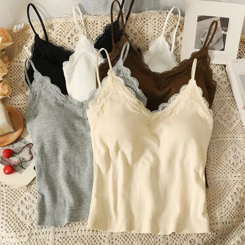 Høykvalitets mote pustende blonder Camis