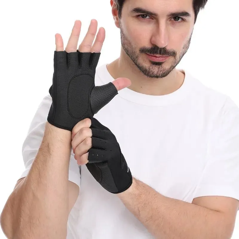 2PCS Gym Gloves Weightlifting Workout Dumbbell Crossfit Bodybuilding Accessorie Breathable Fitness Gloves Silicone Palm Hollow