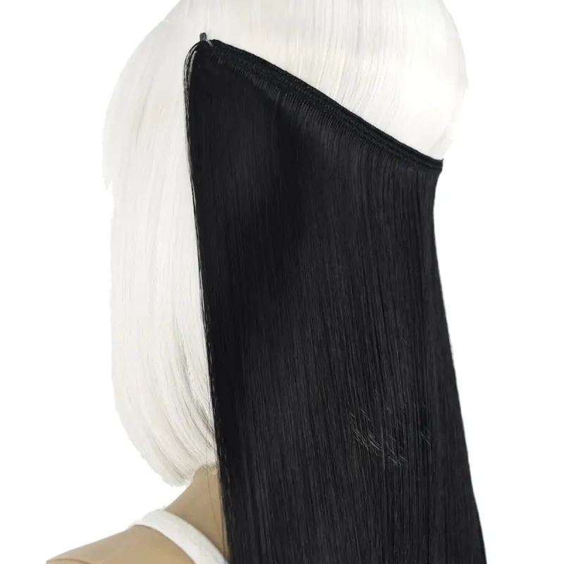 Synthetic Heat Resistant Hair Silky Straight Elasticity Invisible Wire Hair Extensions 8006