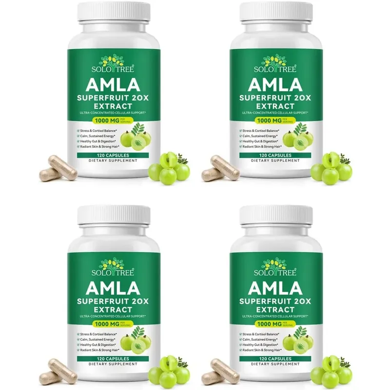 Amla Superfruit 20x Extract Capsules with Phyllanthus Emblica for Promotes Calm Energy Digestive Health Radiant Skin/Hair 120Ct