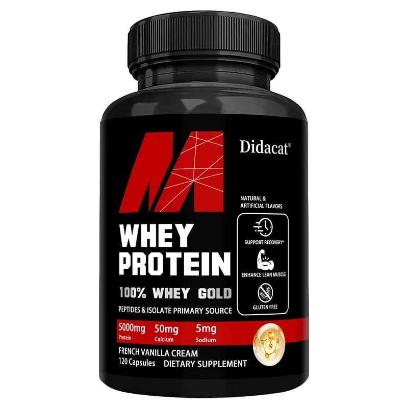 Whey Protein Capsules - Contains 5000mg of Protein - Supports Recovery Balanced Muscle Health Gluten Free NON-GMO