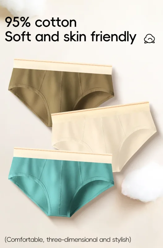 Men's pure cotton breathable and comfortable triangular underpants, mid-waist, skin-friendly and soft, teenagers' underpants — image 8