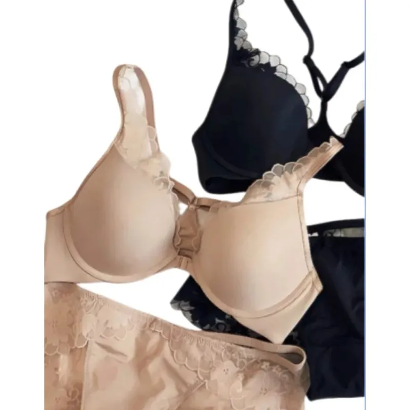 Bezešvá přední přezka Halter Podprsenka Měkká Kostice Tenká Letní Push Up Malé Zmenšení poprsí Velký hrudník Sexy spodní prádlo se zády 32-38 Set