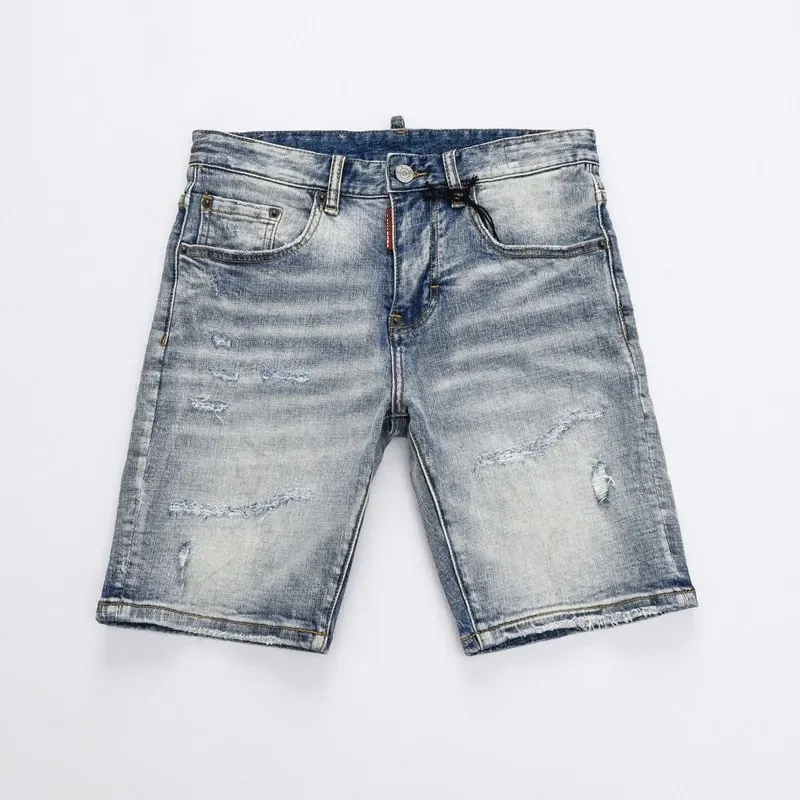 Summer Style dsq Italy Brand Jeans Mens Slim Short Jeans Men Denim Trousers Zipper Stripe Hole Blue Hole Shorts Jeans for Men