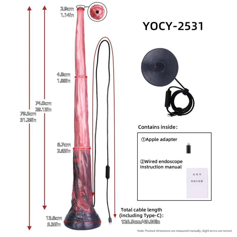 Plugue anal longo de silicone com função de endoscópio inteligente, ponto G, estimulação profunda, brinquedos sexuais, câmera, luz de LED, exploração corporal